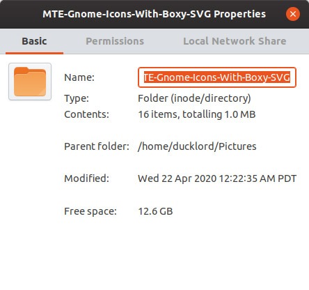 Custom Gnome Icons Folder Properties