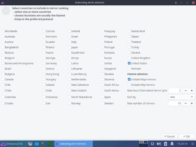 Endeavouros Mirror Tool
