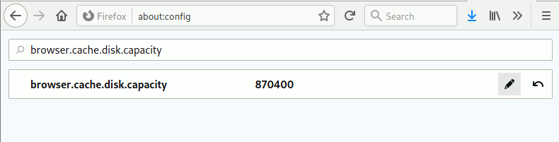 Firefox Cache Disk Capacity