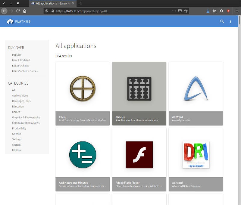 Flatpak All Apps Page