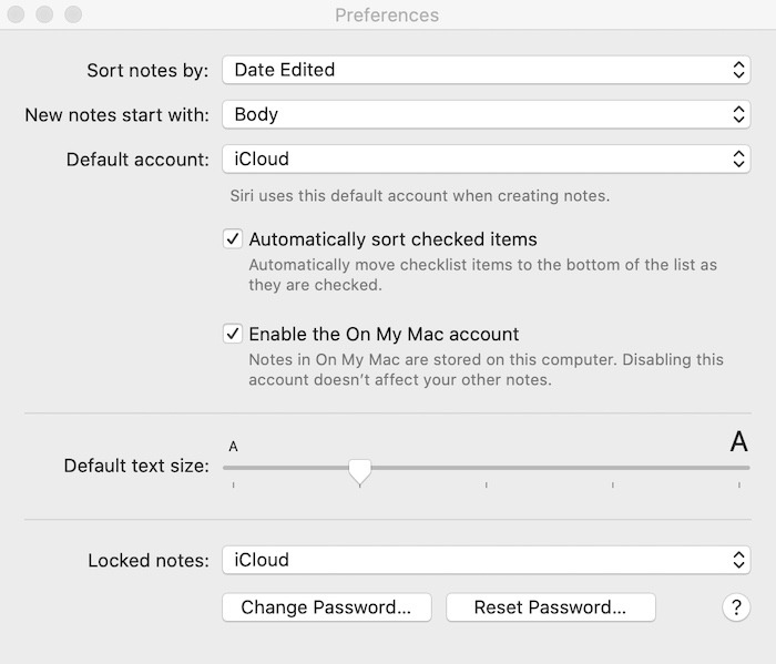 Get Started Notes Mac Change Password