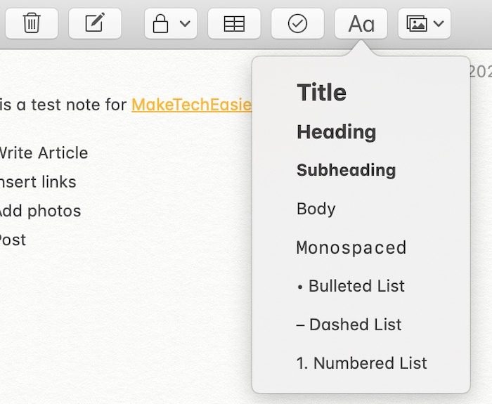 Get Started Notes Mac Formatting