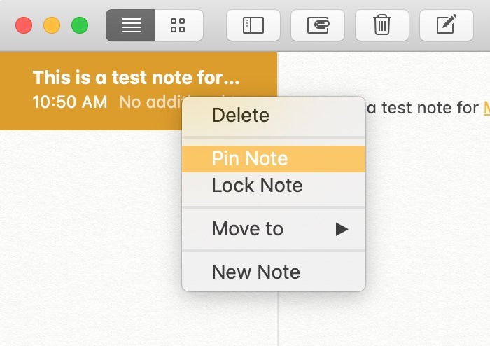 Get Started Notes Mac Pin Note
