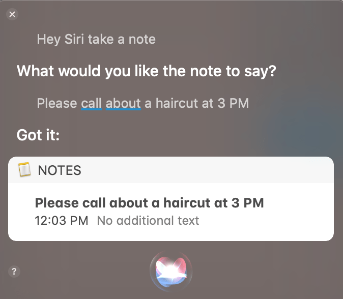 Get Started Notes Mac Siri Note Added