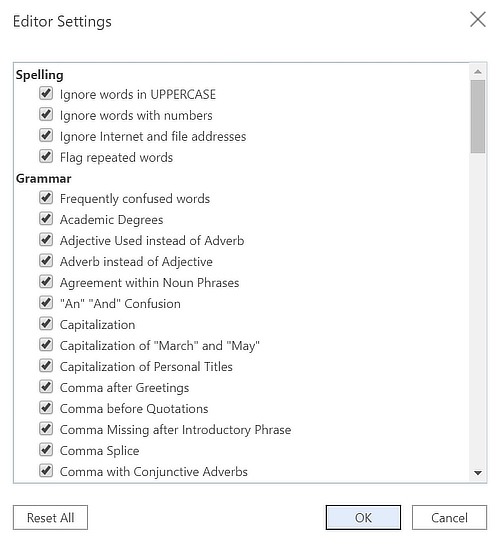 Grammarly Vs Microsoft Editor Settings