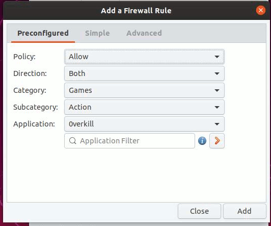 Gufw Firewall Preconfigured Rules 1