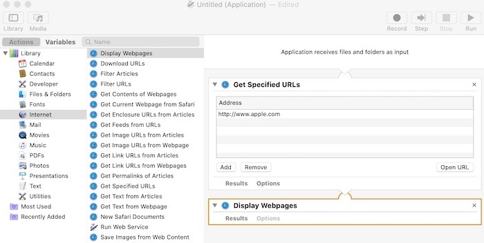 How To Use Mac Automator Display Webpages