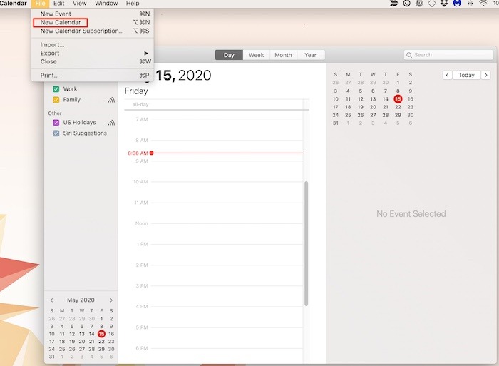 Master Mac Calendar App File New Calendar