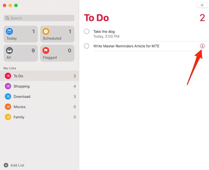 Master Reminders App Mac I Button