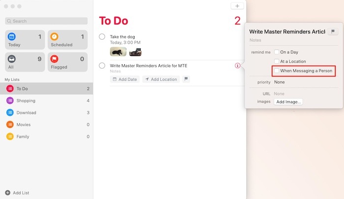 Master Reminders App Mac Messaging Person