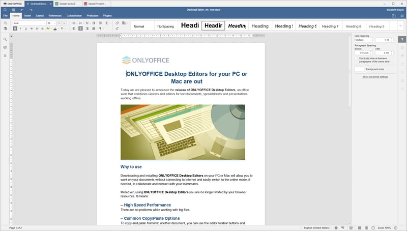Onlyoffice Review Document Desktop