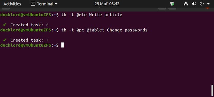 Tasks In Terminal With Tb Add Boards Taskbook Add Boards