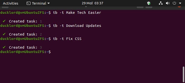 Tasks In Terminal With Tb Adding Tasks Taskbook Adding Tasks