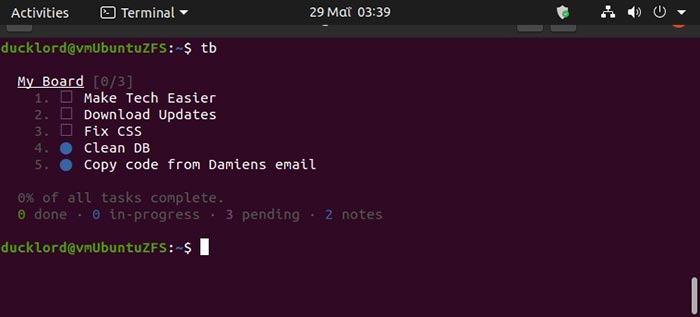 Tasks In Terminal With Tb Check Tasks And Notes Taskbook Check Tasks And Notes