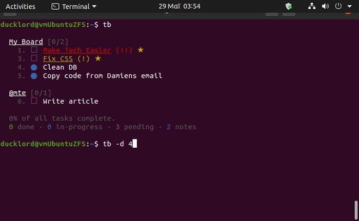 Tasks In Terminal With Tb Delete Task Taskbook Delete Task