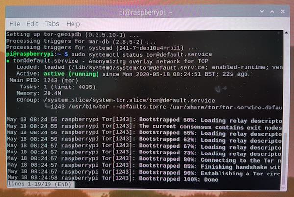 Check the status of your Tor service; it should return an "active" status.