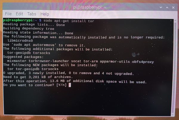 You can install the Tor software on your Raspberry Pi, using a single command.
