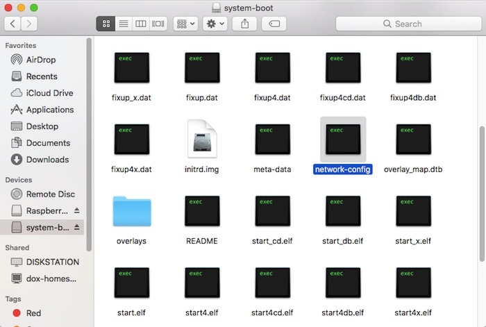 Find the "network-config" file and open it for editing.