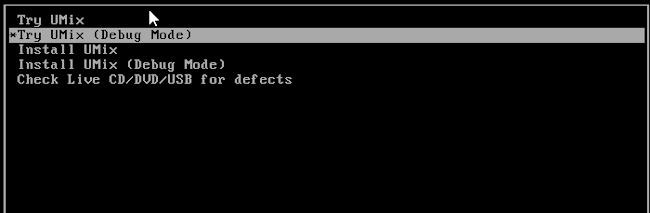 Umix Review Boot Menu