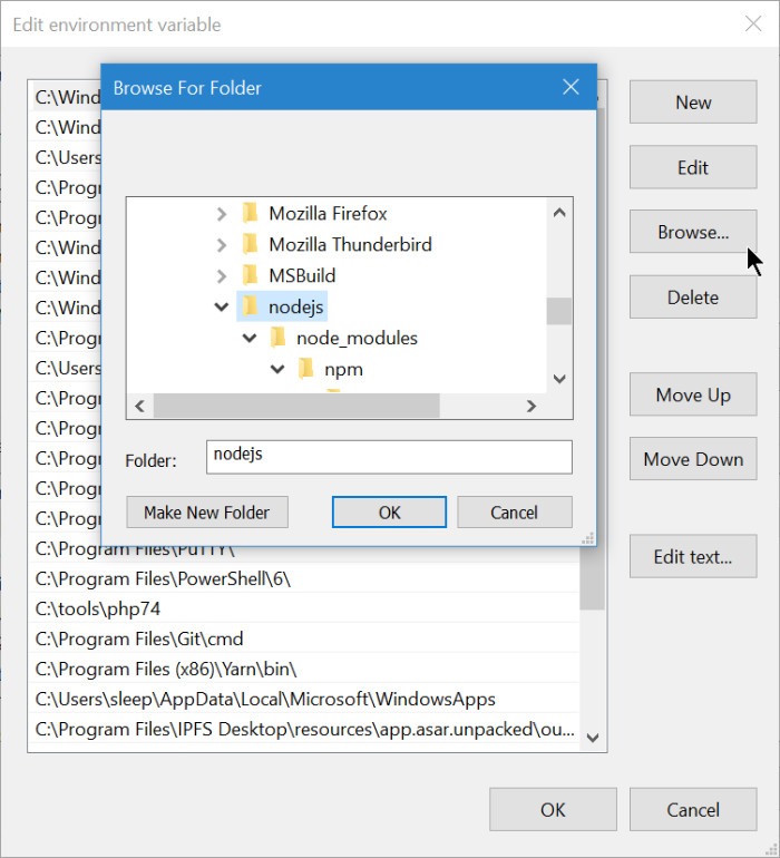 Windows Path Edit Environment Variables Browse Node Windows Path Edit Environment Variables Browse Node