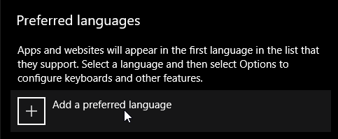 Windows add preferred language