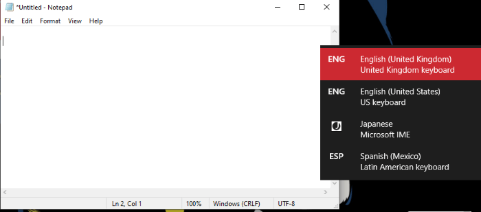Change input Language Windows keyboard Shortcut