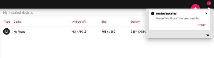 Genymotion Win10 Device Installed