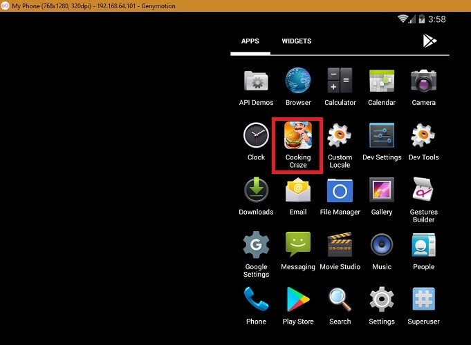 Genymotion Win10 App Installed 1