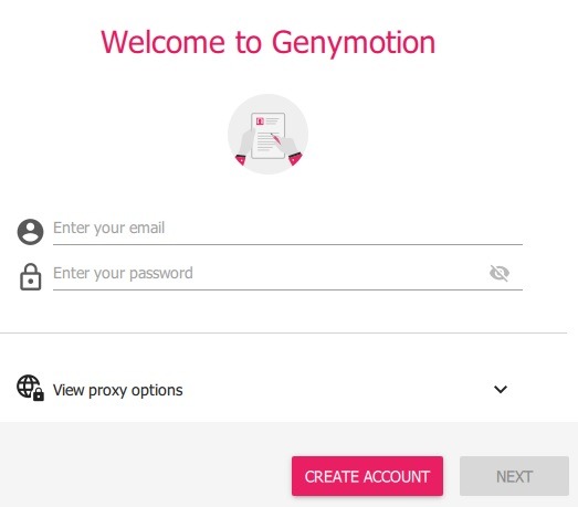 Genymotion Win10 Create Account 1
