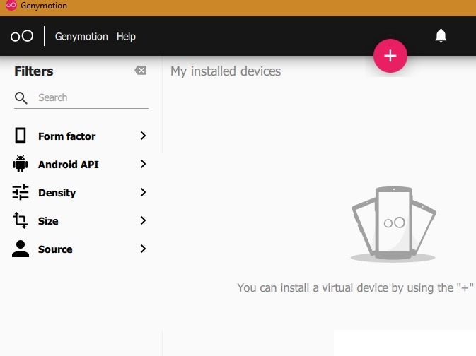 Genymotion Win10 Dashboard 1