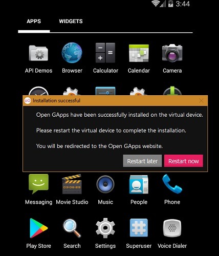 Genymotion Win10 Gapps Installed 1