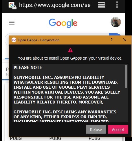 Genymotion Win10 Install Gapps 1