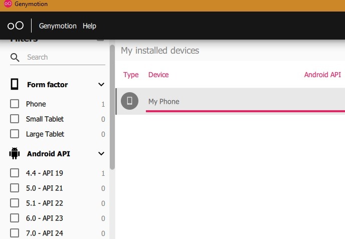 Genymotion Win10 Virtual Device Options 2