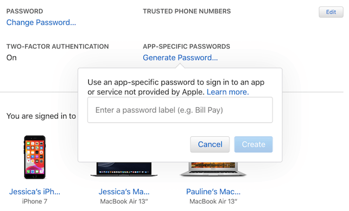 Google Microsoft Apple Calendar Generate Password To enable Two-Factor Authentication, you'll need to generate an app-specific password.