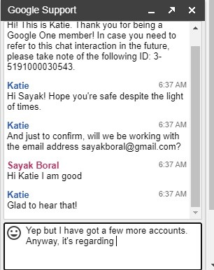 Google One Support Chat 1