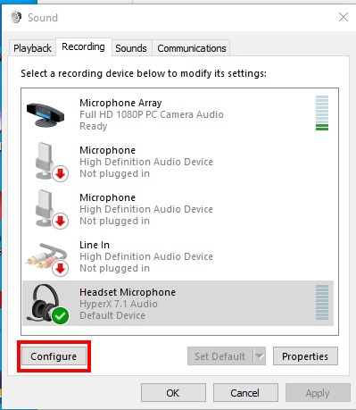 Reduce Background Noise Configure