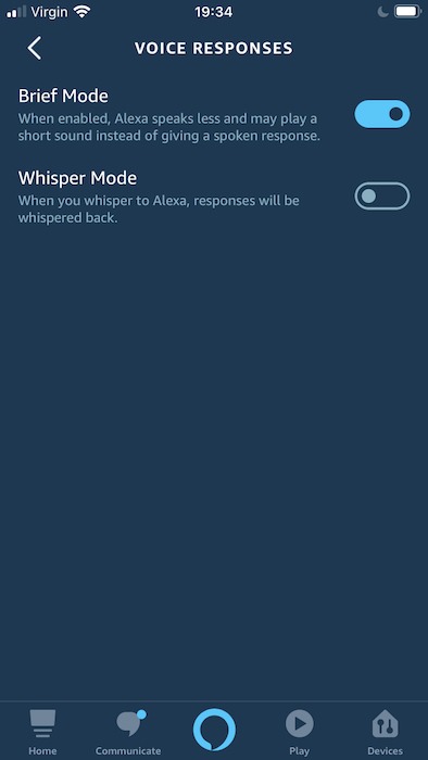 Amazon Echo Chat Alexa Easier Brief Mode Don't want to wake the whole house? You can whisper questions to Alexa, and she will whisper the answers back.