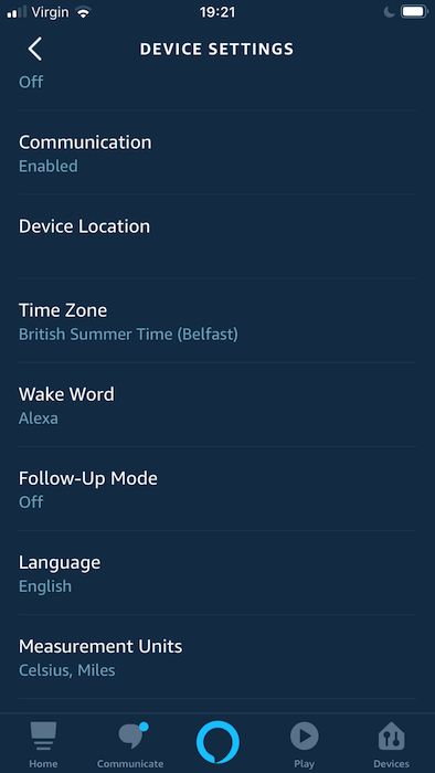 Amazon Echo Chat Alexa Easier Wake Word The "Device Settings" menu shows the wake word that Alexa will currently respond to..