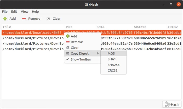 Check Hashes With Gtkhash Copy Digest