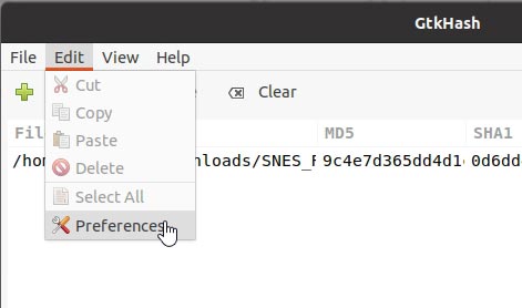 Check Hashes With Gtkhash Preferences