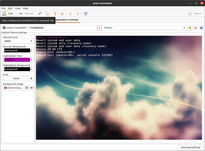 Easy Grub Background Change Save Config