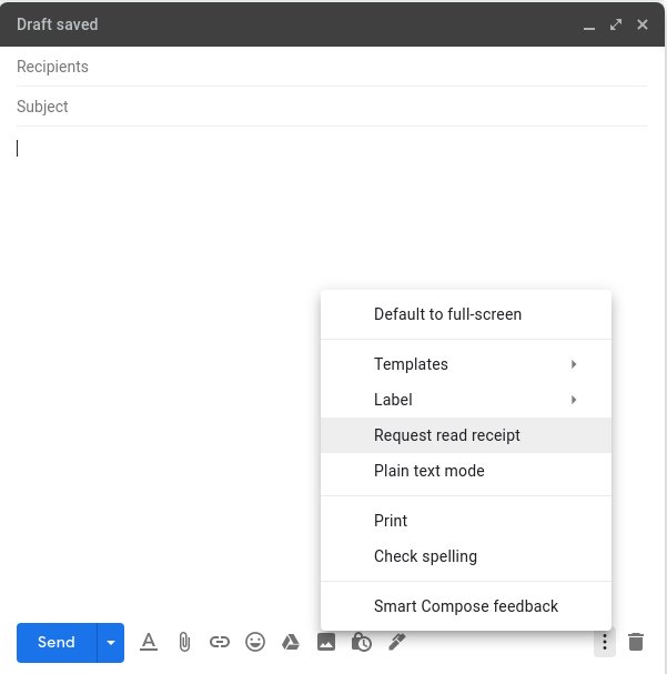 Gmail Request Read Receipt Option