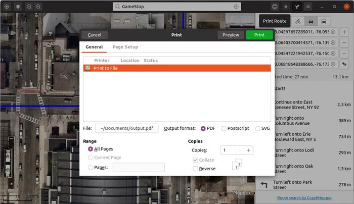 Gnome Maps As Pdf Print To File