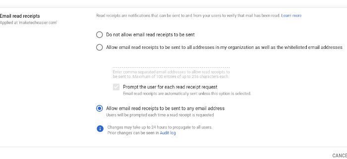 Gsuite Enable Read Receipts 1