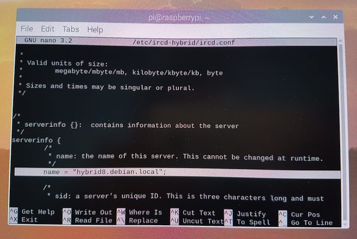 Irc Chat Hybrid Debian Raspberry Pi The first step, is assigning your IRC server a distinctive name.