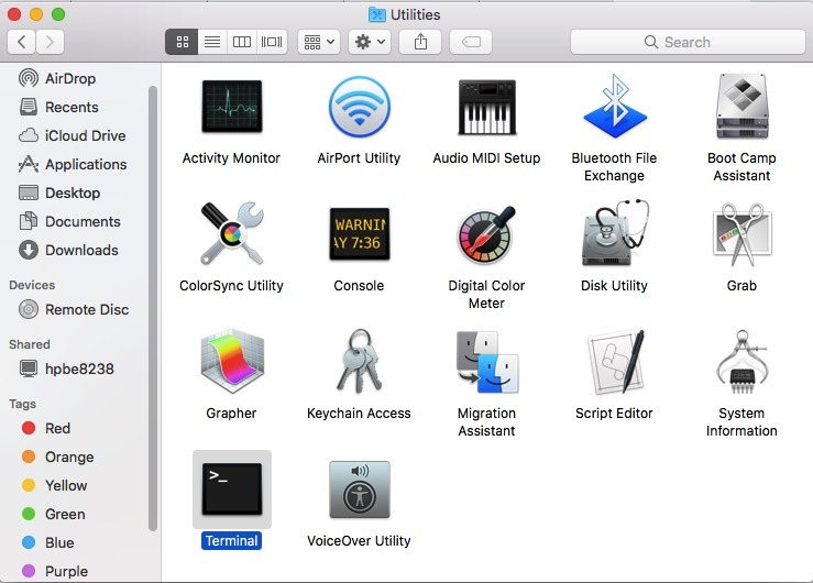 You'll find macOS' Terminal application, in the "Apps > Utilities" folder. 