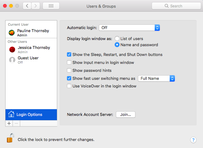 Macos Login Screen Options Navigate to "System preferences > Users & Groups," and select "Login Options."