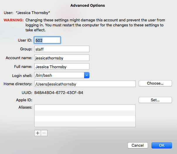 Macos Login Screen Setting Preferences Make a note of the "Account name" value.