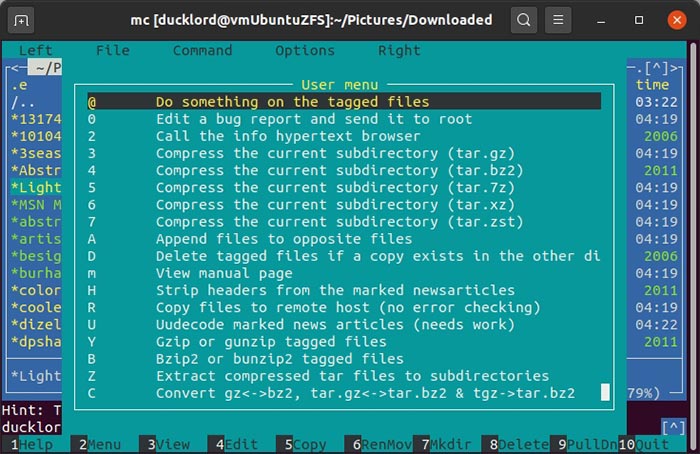 Manage Archives With Mc Do Something On Files