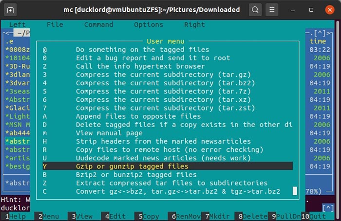 Manage Archives With Mc Gzip Tagged Files